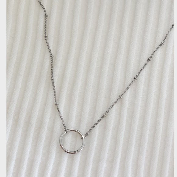 925 Sterling Silver Circle Ring Choker Necklace - Picture 12 of 16